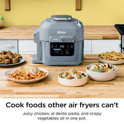 Ninja SF300C Speedi Rapid Cooker & Air Fryer, 6-Quart Capacity, 10-in-1 Functions to Bake, Roast, Sear, Sauté, Slow Cook, Souse Vide & More, 15-Minute Speedi Meals All In One Pot, Sea Salt Grey