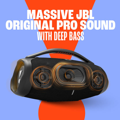 JBL Boombox 3 - Portable Bluetooth Speaker, Powerful Sound and Monstrous bass, IPX7 Waterproof, 24 Hours of Playtime, powerbank, JBL PartyBoost for Speaker Pairing, and eco-Friendly Packaging (Black)