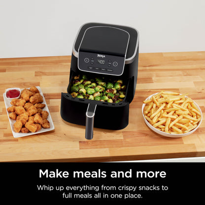 Ninja Air Fryer Pro 4in1, 5 QT (4.7 L) Capacity, Air Fry, Air Roast, Bake, Reheat, Dehydrate, Roast, Air Crisp Technology, Nonstick Basket & Crisper Plate, Grey, AF141C (Canadian Version)