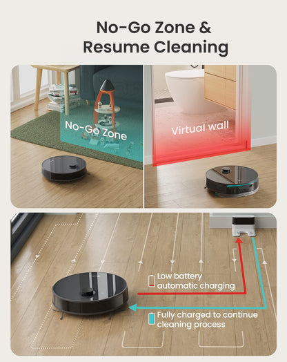 Lefant N3 Robot Vacuum and Mop, LIDAR Navigation, No-Go&No-Mop Zones, 5000Pa Suction & Sonic Mopping, 200 Min Runtime, Multi-Level Mapping, Fully Customized Cleaning, Ideal for Carpets and Pet Hair