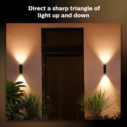 Philips Hue Appear Outdoor Smart Wall Light, Black - White and Color Ambiance LED Color-Changing Light - 1 Pack - Requires Hue Bridge - Control with Hue App and Voice - Weatherproof