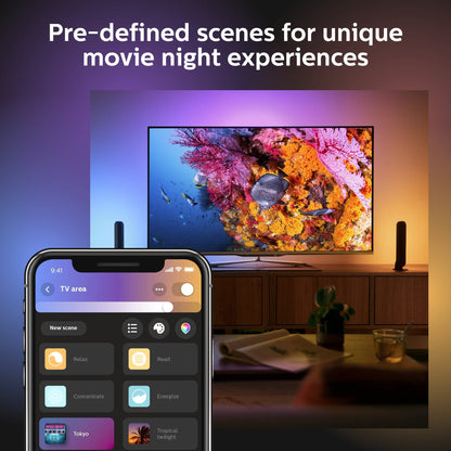 Philips Hue Smart Play Light Bar Base Kit, White - White & Color Ambiance LED Color-Changing Light - 2 Pack - Requires Bridge - Control with App - Works with Alexa, Google Assistant and Apple HomeKit