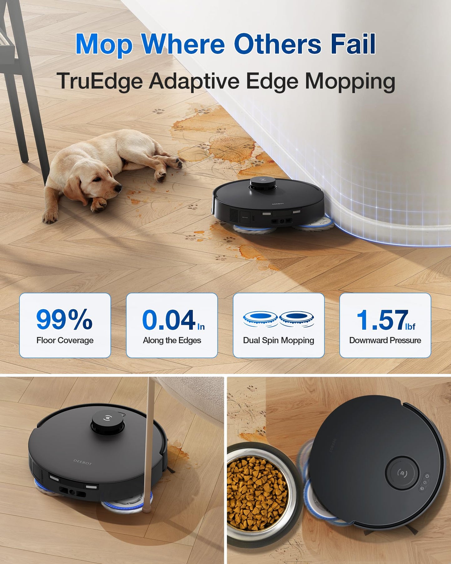 ECOVACS DEEBOT T30S Robot Vacuum and Mop, 11000Pa, ZeroTangle Technology, TruEdge Adaptive Edge Mopping, Hot Water Mop Washing, Self-Emptying, Self Refilling, Auto-Mop Lifting, Obstacle Avoidance