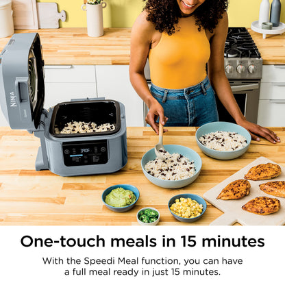 Ninja SF300C Speedi Rapid Cooker & Air Fryer, 6-Quart Capacity, 10-in-1 Functions to Bake, Roast, Sear, Sauté, Slow Cook, Souse Vide & More, 15-Minute Speedi Meals All In One Pot, Sea Salt Grey