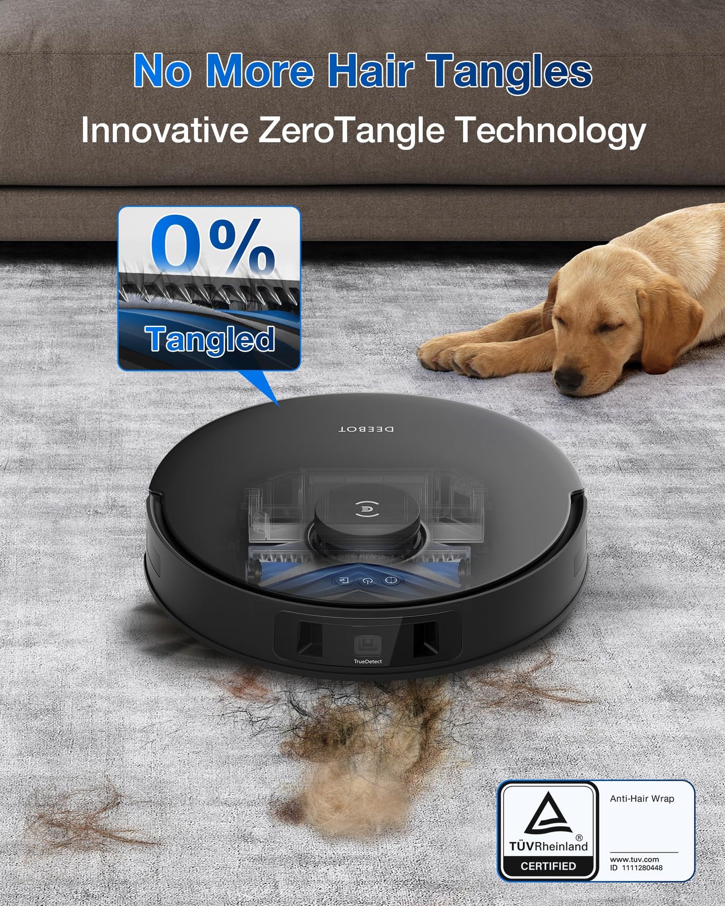 ECOVACS DEEBOT T30S Robot Vacuum and Mop, 11000Pa, ZeroTangle Technology, TruEdge Adaptive Edge Mopping, Hot Water Mop Washing, Self-Emptying, Self Refilling, Auto-Mop Lifting, Obstacle Avoidance