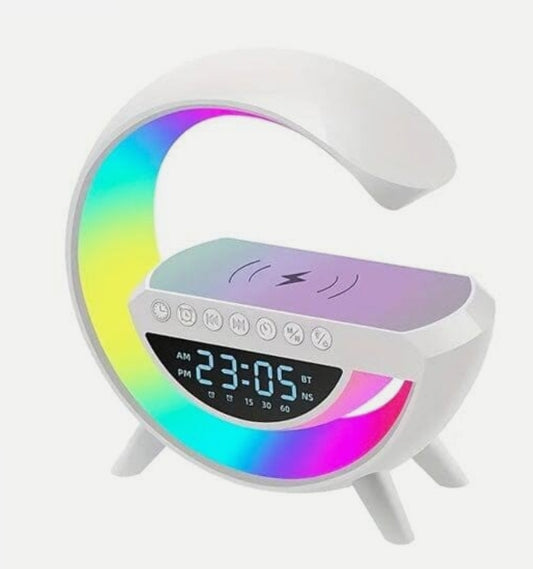 Led night light with wireless charger and speaker & alarm clock