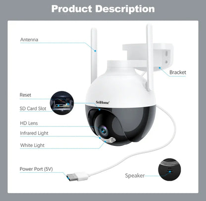 Smart Camera Outdoor PTZ security Camera Sri Home